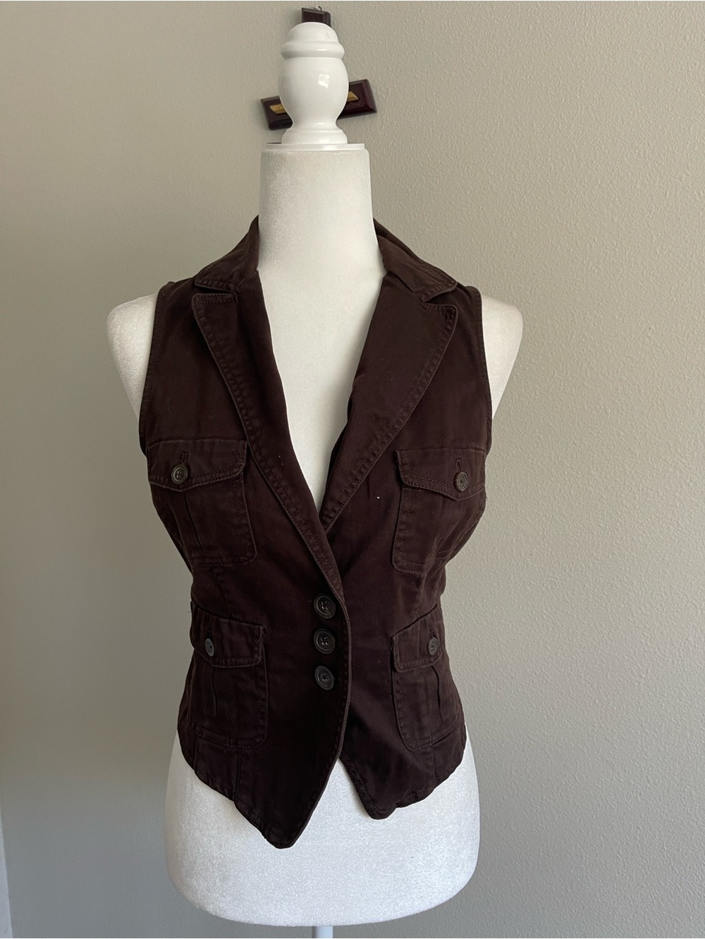 Michael Kors Dark Brown Button-Front Utility Vest